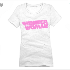 Wonder Woman XS To XL District Brand Crew T-shirt For Women In White With Pink Ink