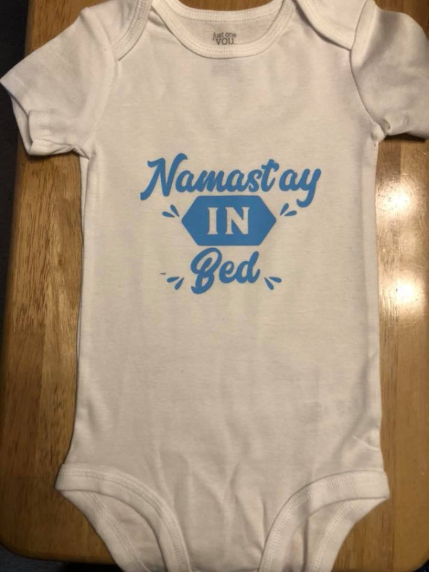 Namastay In Bed Onesie size 24 mo. Hand designed