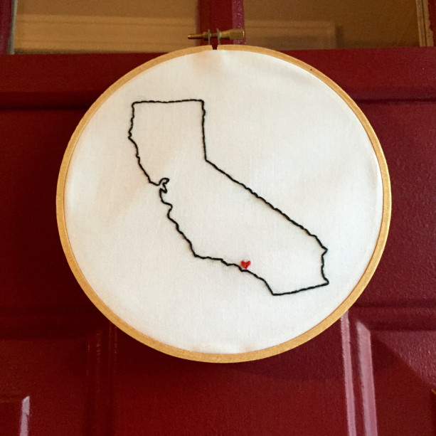 Custom California Embroidery Hoop Art Wall Hanging
