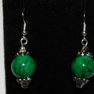 Green glass dangle earrings