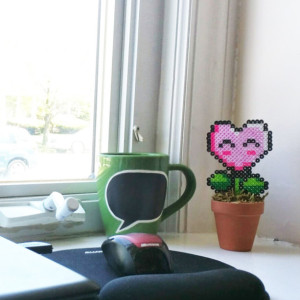 NES Potted Power Flower Desk Plants made with Perler Beads- Mother's Day/Office/Home Decor/Florals- Geekery/ Nerd/ HIpster