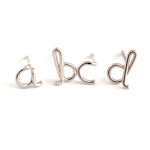 Sterling Silver Alphabet Initial Stud Lowercase Earrings