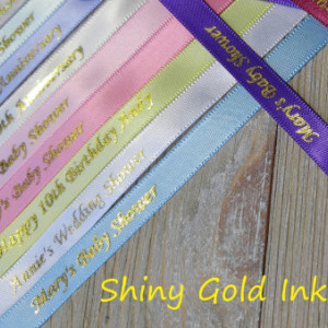 10 Personalized Ribbons with gold ink 3/8 inches wide (unassembled)