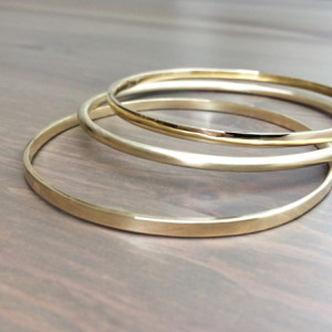Stackable Bronze Bangles - Bronze Bangle Bracelet - Simple Bracelet - Minimalist Bracelet - Thick Bangles Combo with Square and Round Bronze
