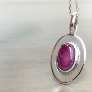 Ruby Necklace, Fine Jewelry, Natural Pink Ruby and Sterling Silver Pendant, July Birthstone, Charm Necklace, Silver Jewelry, Free Shipping