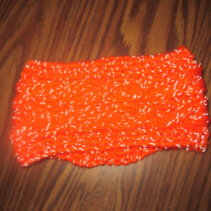 Hand Knit Headband/ Earmuff- Reflective Neon Orange