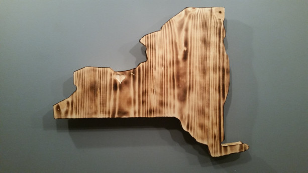Rustic New York State Sign / add an engraved heart to your location