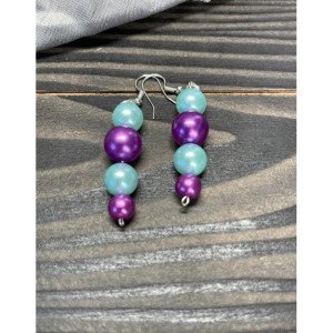 Purple & Auqa large Earrings