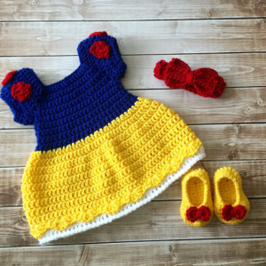 Princess Snow White Inspired Costume/Crochet Princess Snow White Dress/Snow White/Princess Photo Prop- MADE TO ORDER