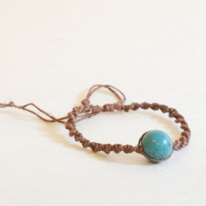 Hemp aqua bead bracelet