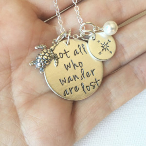 Not all who wander are lost sterling silver hand stamped necklace | Graduation Gift | Promotion Gift | Friend Gift | Inspiration | Birthday