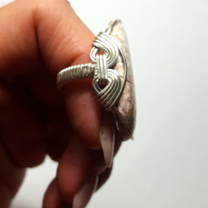 Crazy Lace Agate Ring, Size 7.5 - 8.5 Sterling Silver