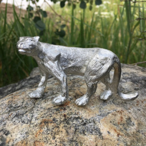 Mountain Lion pewter figurine, puma, cougar, hand cast