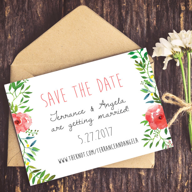 Wedding Save the Date, Save the Date, Rustic Wedding, Watercolor Wreath, Outdoor Wedding, Summer, DIY Wedding, Instant Download
