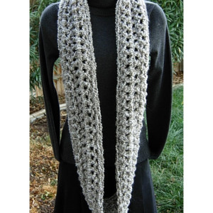 Light Gray and White CROCHET INFINITY SCARF Loop Cowl, Thick Chunky Soft Warm Winter Women's Circle Endless Knit, Ready to Ship in 3 Days