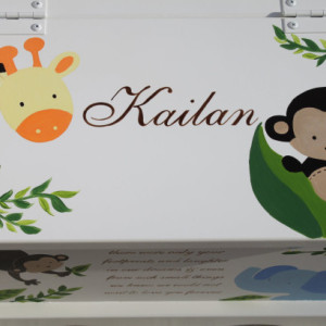 Monkeying Around Baby Keepsake Box Chest personalized baby gift