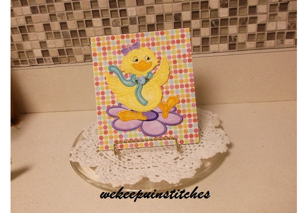 machine embroidery duck card