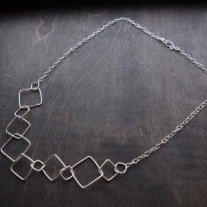 Sterling Silver 21" Square Transformations Geometric Necklace