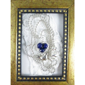 Mama Bird Nest with Blue Lapis Lazuli Egg Pendant Necklace