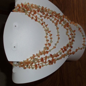 Multi Strand Red Aventurine and seed bead drape Necklace
