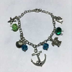 Charm Bangle Bracelet, Ocean Themed