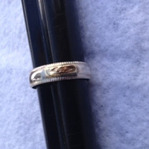 STERLING SILVER BAND W/14kt GOLD ACCENT