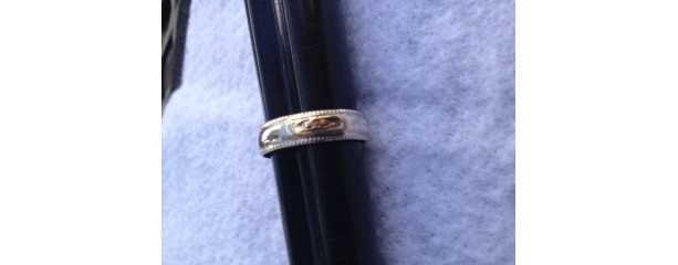 STERLING SILVER BAND W/14kt GOLD ACCENT
