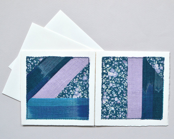 Improvised patchwork greeting cards -- set of 2 