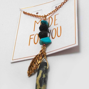 Gold Leaf and Agate Oil Diffuser Necklace