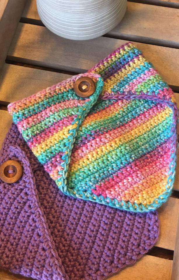 2 baby girl handmade crochet cotton bibs