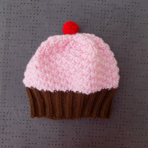 Toddler Knit Cupcake Hat - Pink