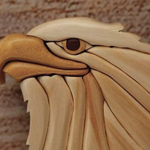 Handcrafted Eagle/Buffalo Skull Intarsia Wood Art, Wall Art.