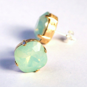 Mint Opal Swarovski Crystal Stud Earrings