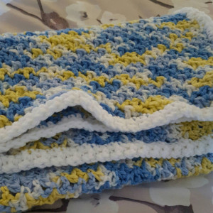 Blue, Yellow and White Baby Blanket