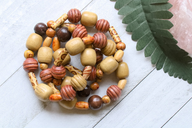 Wooden Beads Necklace, Earthy Colors Necklace, Boho Necklace