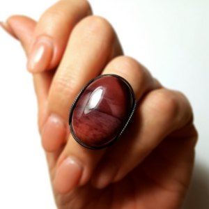 Mookaite Jasper Ring, Size 5 - 6, rustic oxidized copper handmade