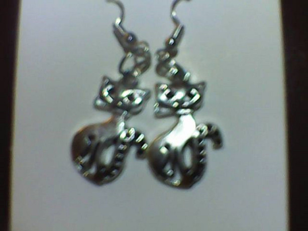 Homemade Cat Earrings. Silver and Black.