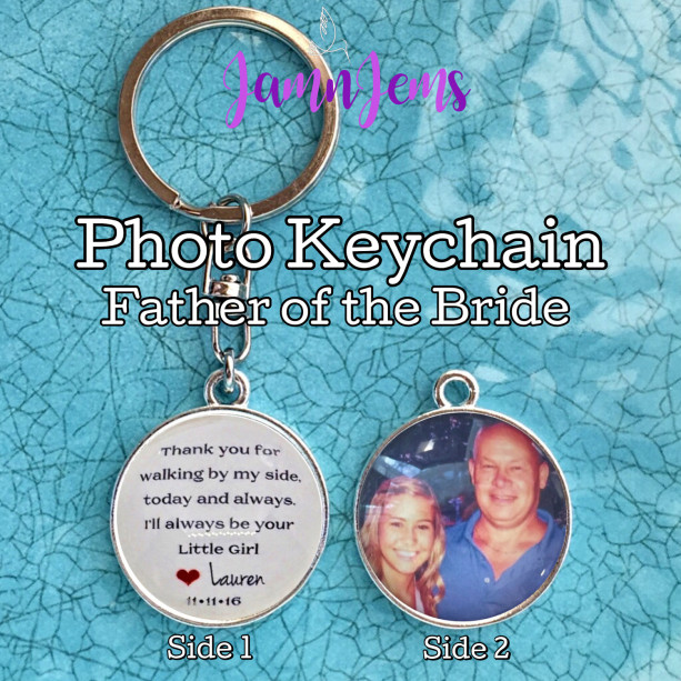 Father-of-the-Bride Gift|Photo Keychain|Personalized Photo Charm|Personalized Gift|Custom Wedding Gift|Keychain for Dad on Wedding Day