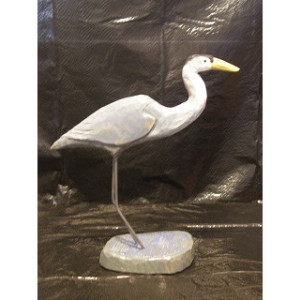 Hand Carved and Painted Wooden Bird - Great Blue Heron