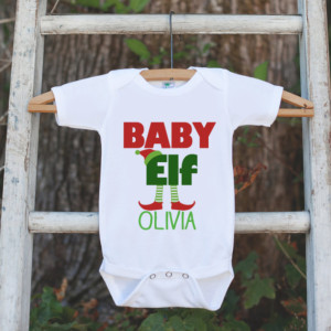 Baby Elf Christmas Outfit - Custom Holiday Onepiece or Shirt - Baby's First Christmas Elf Bodysuit - Santa Outfit - Kids Holiday Outfit