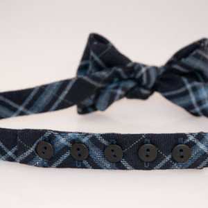 Bow Tie - Navy/White/Light Blue Plaid - Wool