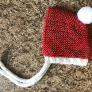 Hand knitted Christmas bonnet