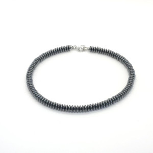 Boho Hematite Rondell Necklace in Stainless Steel