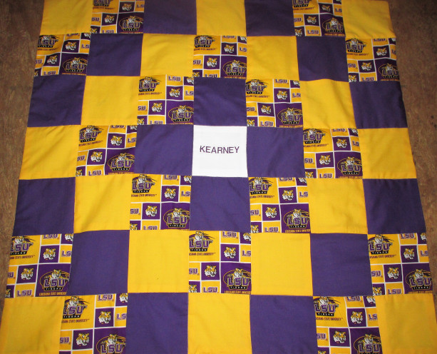 Brand New Handmade LSU Baby Quilt  (Embroidered Name Added Free)