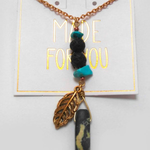 Gold Leaf and Agate Oil Diffuser Necklace