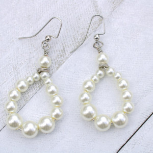 Pearl Earrings, Glass Earrings