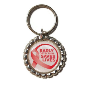 Breast Cancer Awareness "Early Detection Saves Lives" Bottle Cap Keychain, Breast Cancer, Survivor, Find A Cure, Pink Ribbon