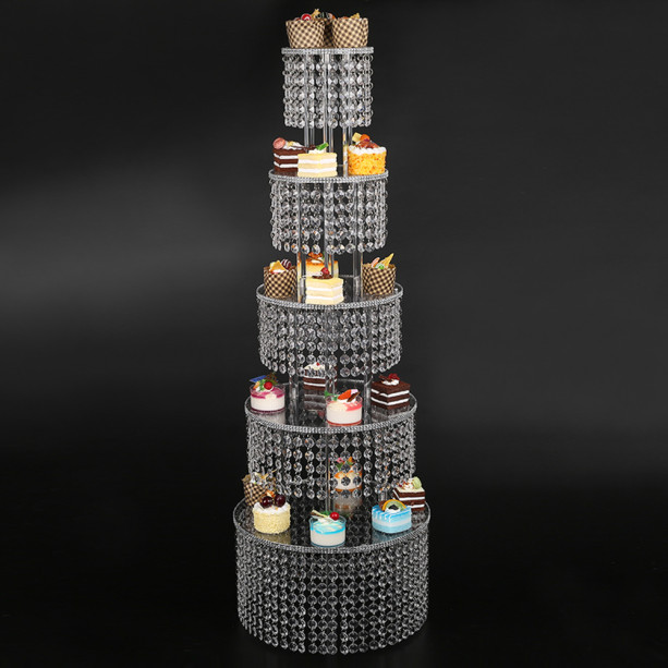 Cupcake Stand - Premium Cake Display Tower Rack - 5 Tier Round Acrylic Wedding Dessert Server