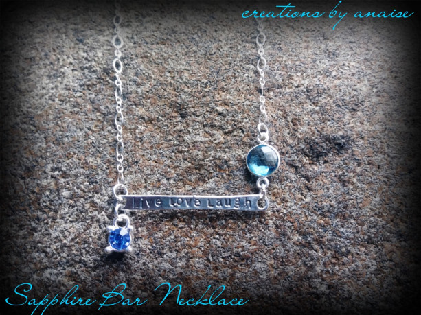 Sterling Silver & Aquamarine Bar Necklace