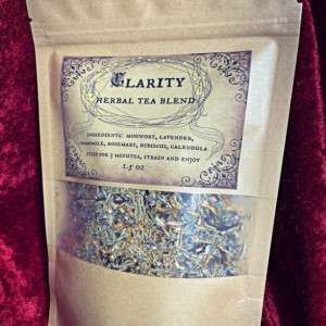Clarity Herbal Tea, clear your mind,  organic loose leaf tea, Tisane 1.5 oz. bag